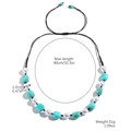 Bohemian turquoise and pearl beaded necklace with 80cm adjustable brown handwoven cord - Artificial Pearl and Turquoise (N2401-9)