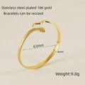 Bracciale a serpente in acciaio inossidabile placcato oro 18k con texture a scaglie regolabile - Stile con Motivo a Serpente (ZXG661)