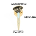 Light blue makeup brush enamel pin with gold alloy finish and fan-shaped bristles - Makeup Brush Style (XZ2460-10)