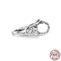 925 sterling silver lobster clasp with vintage floral engraving for DIY bracelets - 925 Silver / Patterned Lobster Clasp