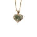 Collana in rame placcato oro con ciondolo a cuore e zirconi verdi scintillanti - Oro con Verde