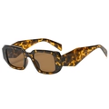 Retro tortoise shell rectangle sunglasses with thick frames and brown lenses for women - C06 Leopard Brown