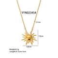 Collana con ciondolo a sole dorato in acciaio inossidabile con dimensioni e lunghezza catena - Stile Sole (YYN023454)