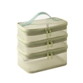 Three-piece olive green mesh toiletry bag set with portable handle and zipper closure - Triple Layer / Army Green