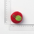 Handmade knitted red apple keychain made of soft yarn with leaves, 5-6cm diameter size - New Red Knitted Apple