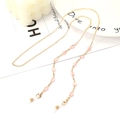 Gold metal glasses chain featuring pink resin heart beads and silicone anti-slip loops - 1014-4 (Pink)