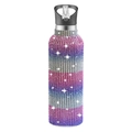 Pink and blue gradient rhinestone 32oz stainless steel tumbler with straw and handle - 350ml (12oz) / Red Purple White Gradient