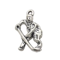 Antique silver hockey player charm pendant made of vintage alloy for DIY jewelry making - Hockey Player