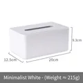 Minimalistische weiße Taschentuchbox mit grauem Deckel und Streifenmuster 20x12.5cm - Grau und Weiß