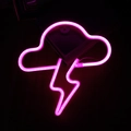 Pink cloud and lightning LED neon sign light with flexible strip and acrylic backplate - 1-2W / Cloud + Lightning Pink