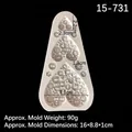 White silicone mold for heart and button shaped fondant crafts with detailed engraving - Gray