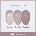 Translucent nude gel nail polish 01# showing 1 to 3 layers effect - 01# Translucent Skin Tone