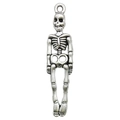 Antique silver alloy skeleton charm pendant with hook for DIY jewelry making - 1pc Skeleton Body 9x39mm (Antique Silver)