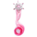 Pinza para el pelo de copo de nieve rosa con peluca degradada y gemas incrustadas - Rosa
