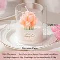 Champagne tulip shaped scented candle in glass cup with orange blossom fragrance - Champagne