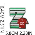 Detail showing letter Z varsity patch with measurements 6.4x5.8cm on white background - Letter Z