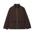Giacca trapuntata oversize marrone scuro da donna con collo alto e cerniera lampo - XS / caffè
