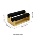 Double-tier black velvet jewelry display stand with golden metal base 28x16x12.5cm - Double Tier Bracelet Stand (Black Velvet)