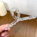Pinza de pelo grande transparente de PC con resorte de metal para peinado elegante de mujer - 13cm / Transparente