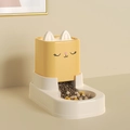 Cute cat-ear automatic pet feeder in yellow and white finish with gravity bowl - Pet Feeder / Creamy Yellow