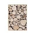 Modern Nordic canvas print with wood slice pattern and light wood finish frame - 10x15cm / Style B-Wood Log Pile