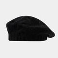 Classic black cable knit beret hat for women with ribbed edge for winter warmth - One Size / Black