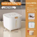 Ivory white airtight rice storage bin with 5kg capacity and transparent scale window - Ivory White 5kg+5kg