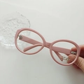 Pink oval kids sunglasses with UV400 protection and lightweight resin frame for girls - Pink Frame Clear Lens