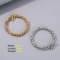 Bracelets byzantins 6mm en acier or et argent avec fermoir en T pour hommes stylés - Chaîne Byzantine en V / Couleur Acier