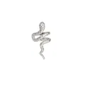 Silver snake ear cuff for left ear with detailed scale texture and wrap-around design - 1PC Left Ear Wrapped Snake Ear Cuff / White Gold