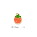 Macro view of strawberry enamel pendant 12x16mm with orange body and green leaf - Strawberry Style (15#)