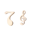 Minimalist rose gold musical note stud earrings set featuring a treble clef design - Rose Gold