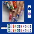 Style BKS2763 long square press-on nails with 3D texture and colorful gradient water drops - BKS2763 Smudge 3D Texture