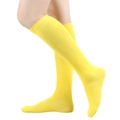 Bright yellow knee high socks with ribbed cuffs made of soft combed cotton blend - One Size / 23# Yellow
