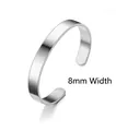 Silver 8mm wide C-shaped cuff bracelet with adjustable brushed metal finish - 8mm Wide / Silver