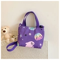 Borsa tote viola per Halloween con stampe di zucche e fantasmi, dotata di manici e tracolla - Viola Zucca