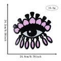 Pink sequin eye embroidered patch for DIY clothing, 24.2 x 24.8cm large decorative patch - Pink Black Big Eye with Teardrops