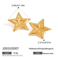 Polished gold stainless steel star shaped earrings, waterproof and hypoallergenic - Large Star Earrings (JDE0102007)