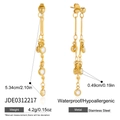 Pendientes largos de acero dorado con borlas y piedras de circonita redondas - Estilo de Borla Larga Dorada (JDE0312217)