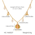Détail du collier océan doré avec pendentifs coquillage et étoile de mer et dimensions - Style Coquillage Colore Etoile de Mer Queue de Sirene Perle (HC-N40537)