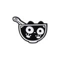 Cute black cat enamel pin in a white bowl design, stylish cartoon cat badge accessory - Cat Peeking In Bowl / Black White Cat (sxz032-4)