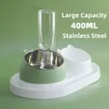 Green cat-ear pet feeder with 400ml water bottle and stainless steel bowl - 400ml / Green Cat 3-in-1 Set