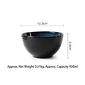 Starry blue reactive glaze ceramic rice bowl with anti-slip texture 12.3cm diameter - 4.8 Inch / Starry Sky Blue