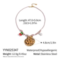 Bohemian woven cord necklace with shell pendant and pearl details plus dimensions - Pink Blue Rope Leopard Shell Cherry Style (YYN025347)