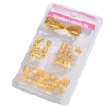 Golden dreadlock beads kit with metallic hollow charms and gold thread for braids - Style 4 (Gold Minimalist)