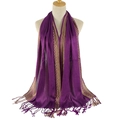 Deep purple scarf with golden geometric jacquard pattern and fringes on white background - 170cm x 60cm / Dark Purple