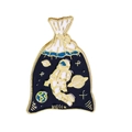 Starry sky space theme enamel brooch featuring astronaut and planets in a white pouch design - C1856-8