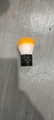 Mini mushroom nail dust brush with black handle featuring silver dots and yellow bristles - Base Dust Brush / Orange