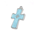Ciondolo a croce in argento con intarsio in acetato azzurro e dettagli micro-pave eleganti - Blu Lago
