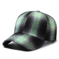 Klassische Baseballkappe mit grün-schwarzem Karomuster und verstellbarem Riemen - Verstellbar / Schwarz Grün